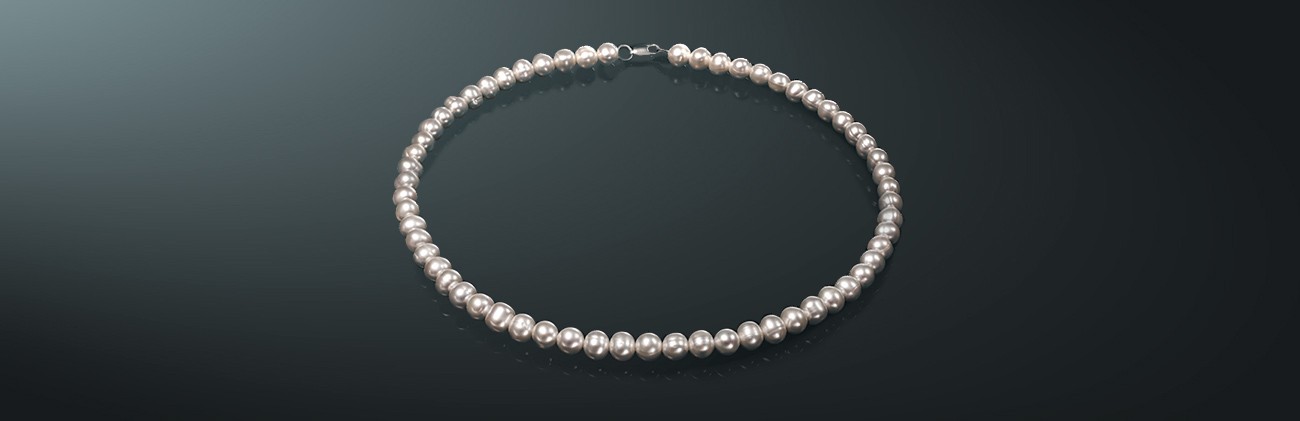 Ожерелье из белого пресноводного жемчуга, с замком из серебра 925˚. б075в40с
