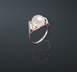 Серебряное кольцо с жемчугом к-211021-з: белый пресноводный жемчуг, серебро 925°
